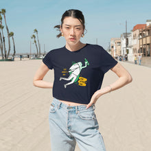 Load image into Gallery viewer, Women&#39;s Flowy Cropped Tee with See What&#39;s On the Other Side | Artist Design
