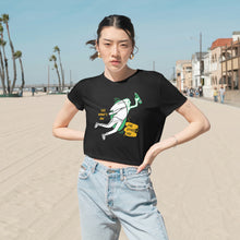 Load image into Gallery viewer, Women&#39;s Flowy Cropped Tee with See What&#39;s On the Other Side | Artist Design

